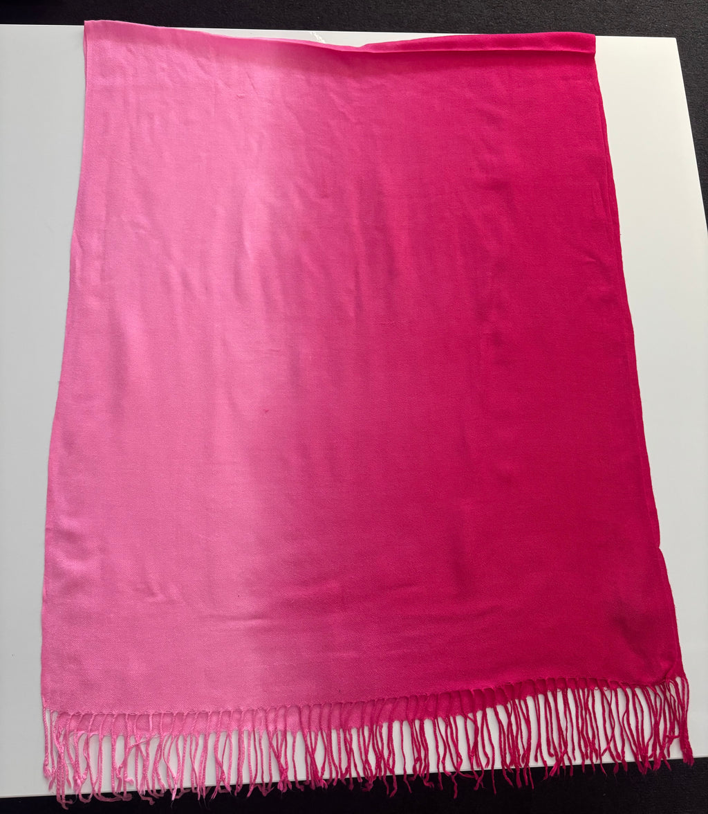 Pashmina Silk Blend Ombre Pink Scarf | Two-Tone Fuchsia & Blush Wrap