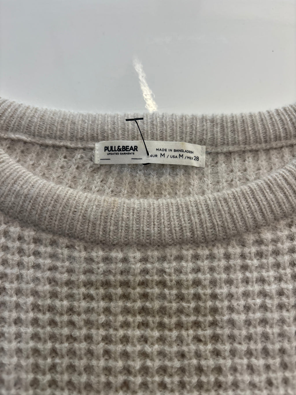 Pull&Bear Beige Waffle Knit Crew Neck Jumper – Size M￼
