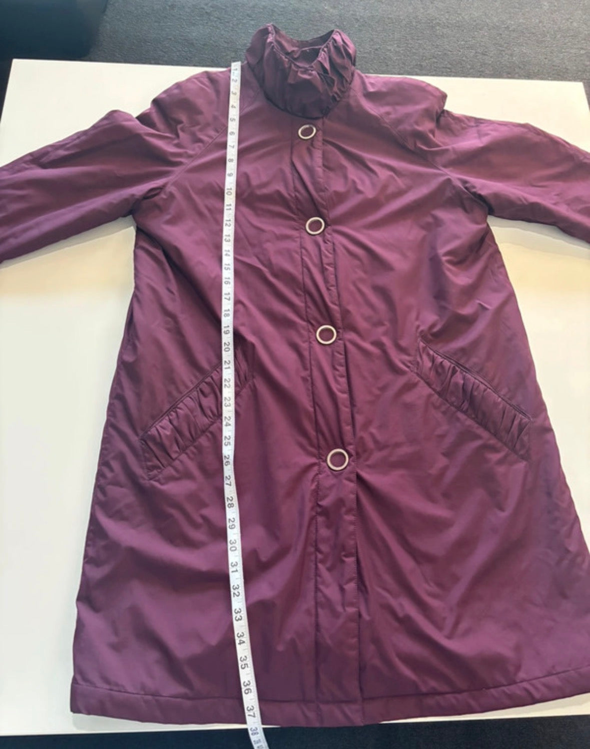 Four Seasons Plum Burgundy Quilted Longline Coat – Size M / UK 12–14