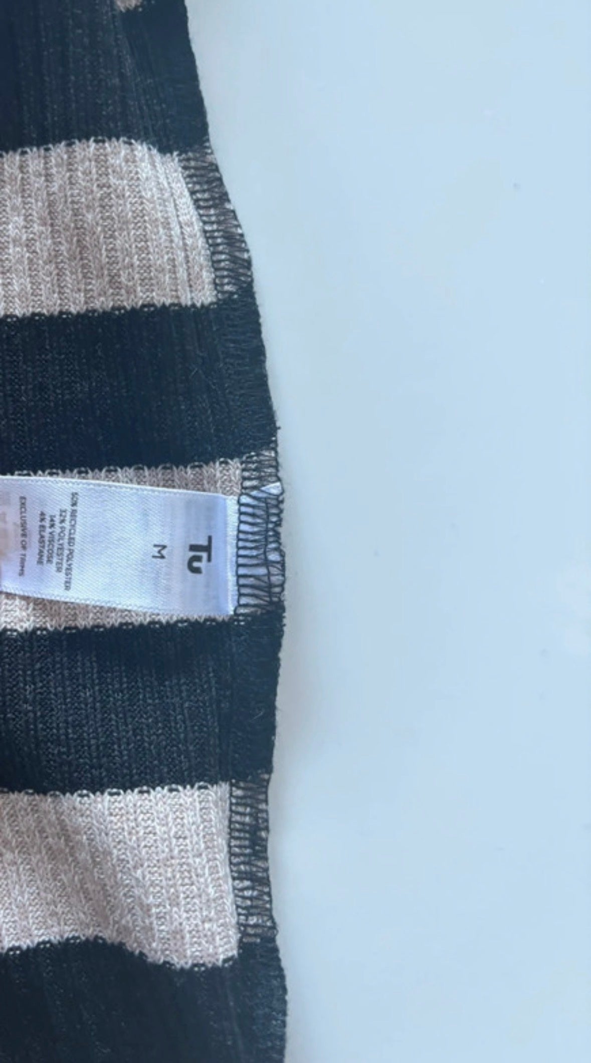 TU Black & Cream Striped Ribbed Knit Jumper – Size M