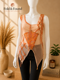 Estafania Sheer Patchwork Asymmetric Artwear Top – Size 3