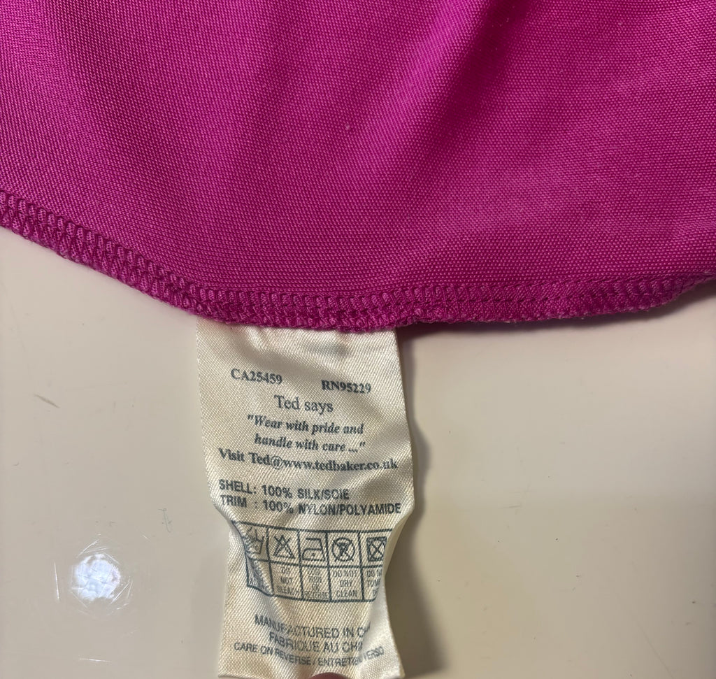 Ted Baker London 100% Silk Pink Embellished Dress – Size 3 (UK 12)