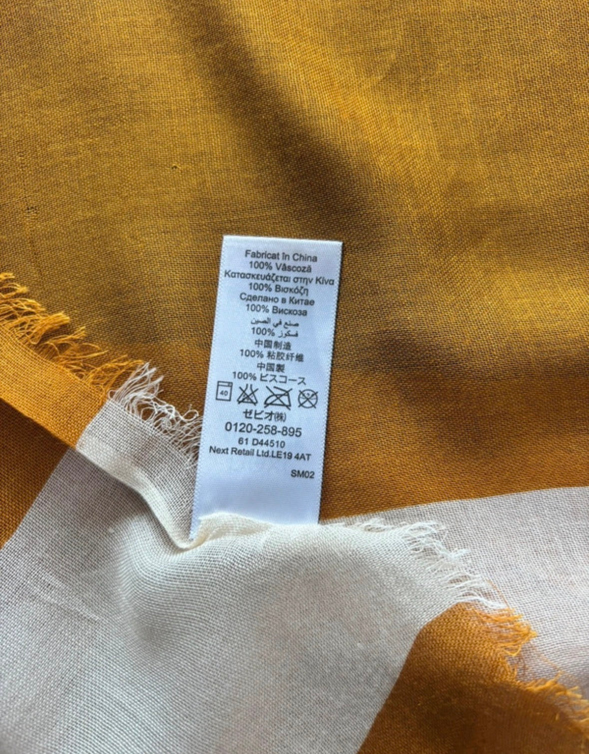 Next Large Striped Viscose Scarf – Mustard, Pink & Blue