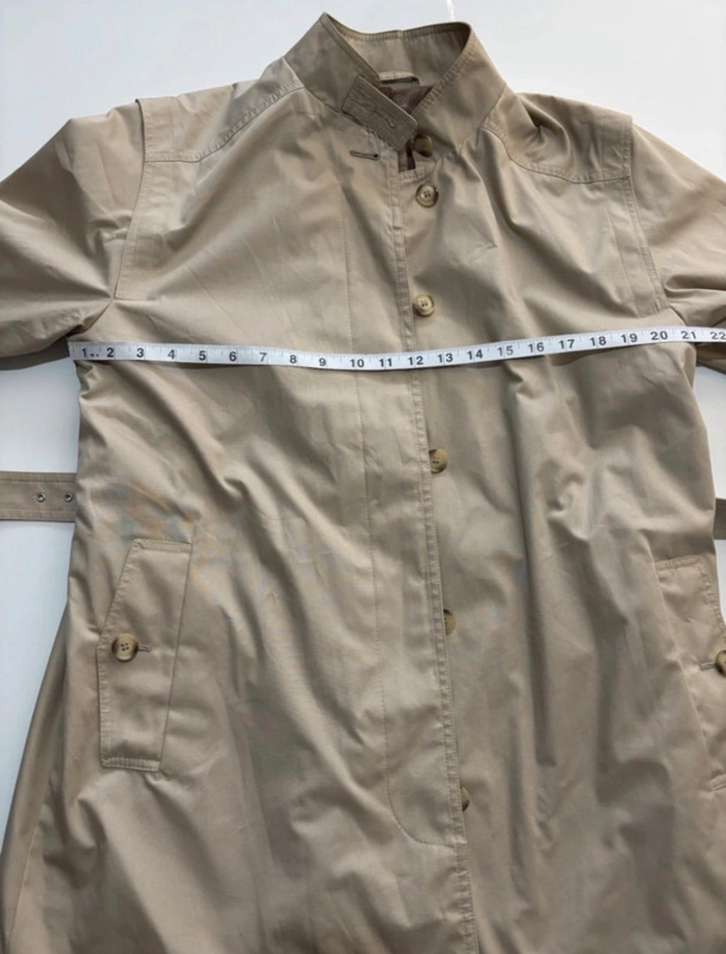 Vintage Style Beige Belted Longline Trench Coat – UK 12–14