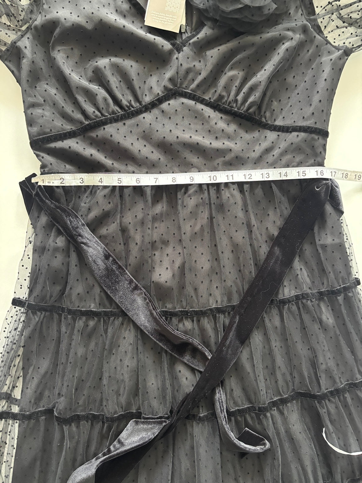 Monsoon Flocked Tulle Tiered Maxi Dress – Black | UK 14