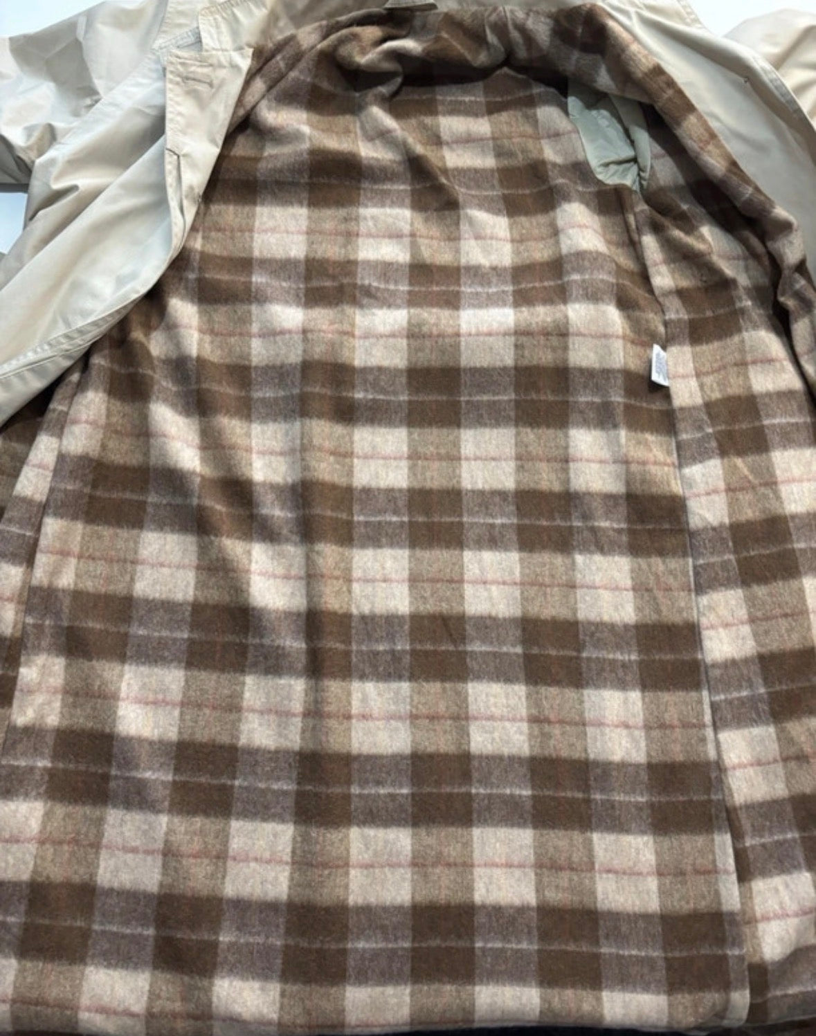 Vintage Style Beige Belted Longline Trench Coat – UK 12–14