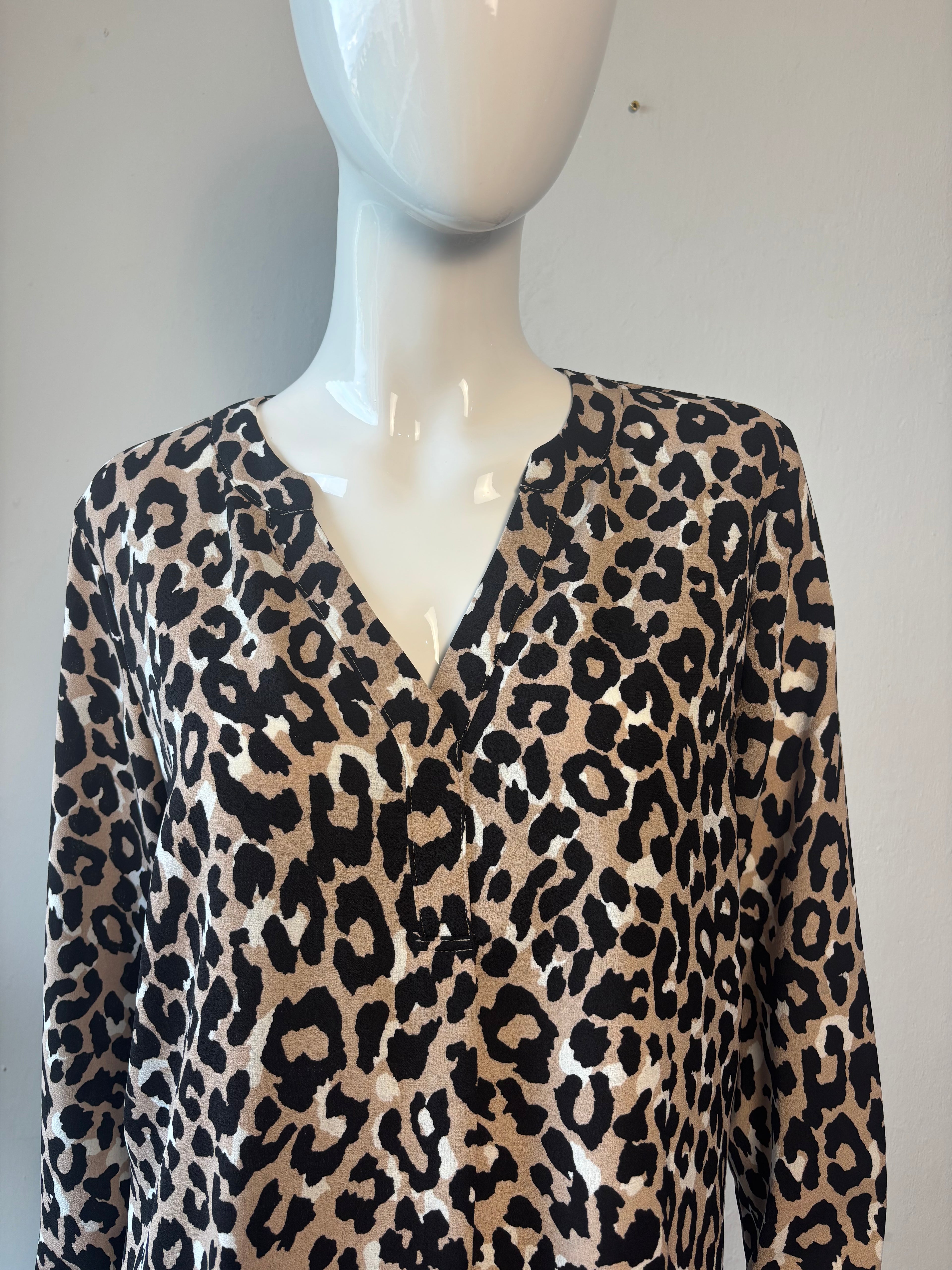 M&S Collection Leopard Print V-Neck Blouse Top Size 14
