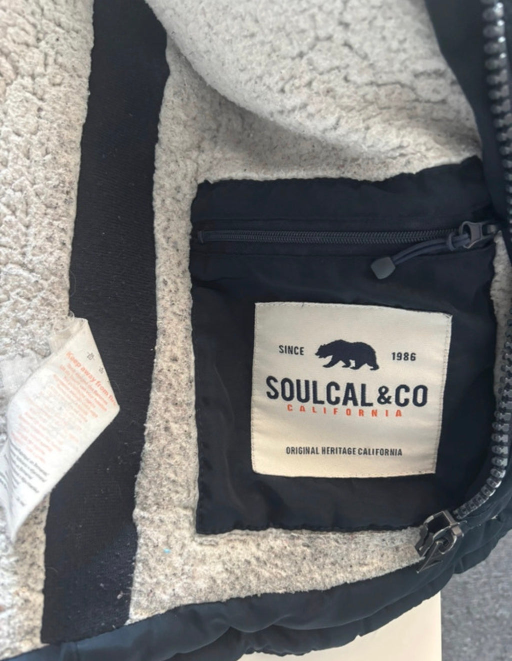 SoulCal & Co Navy Hooded Puffer Jacket – Fleece Lined