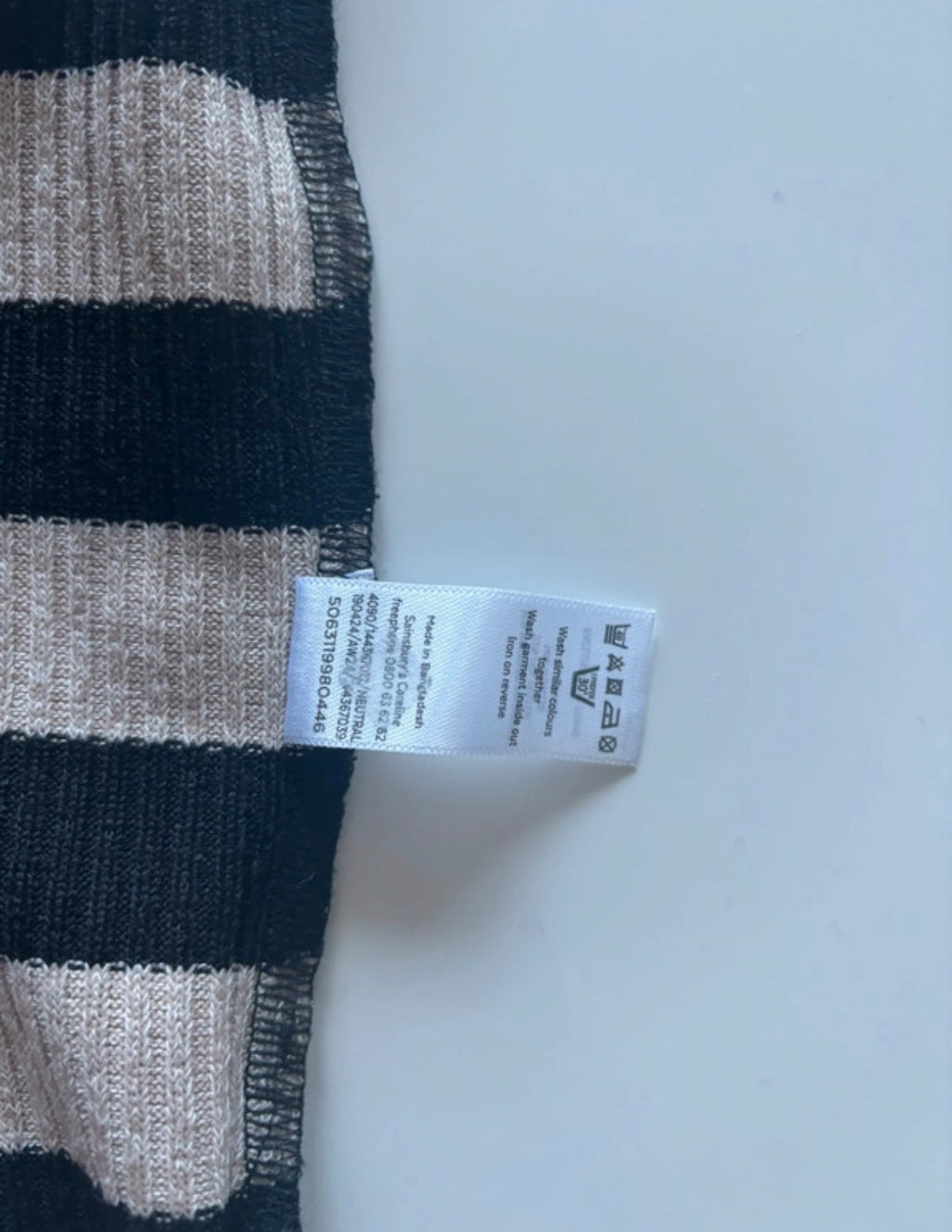 TU Black & Cream Striped Ribbed Knit Jumper – Size M