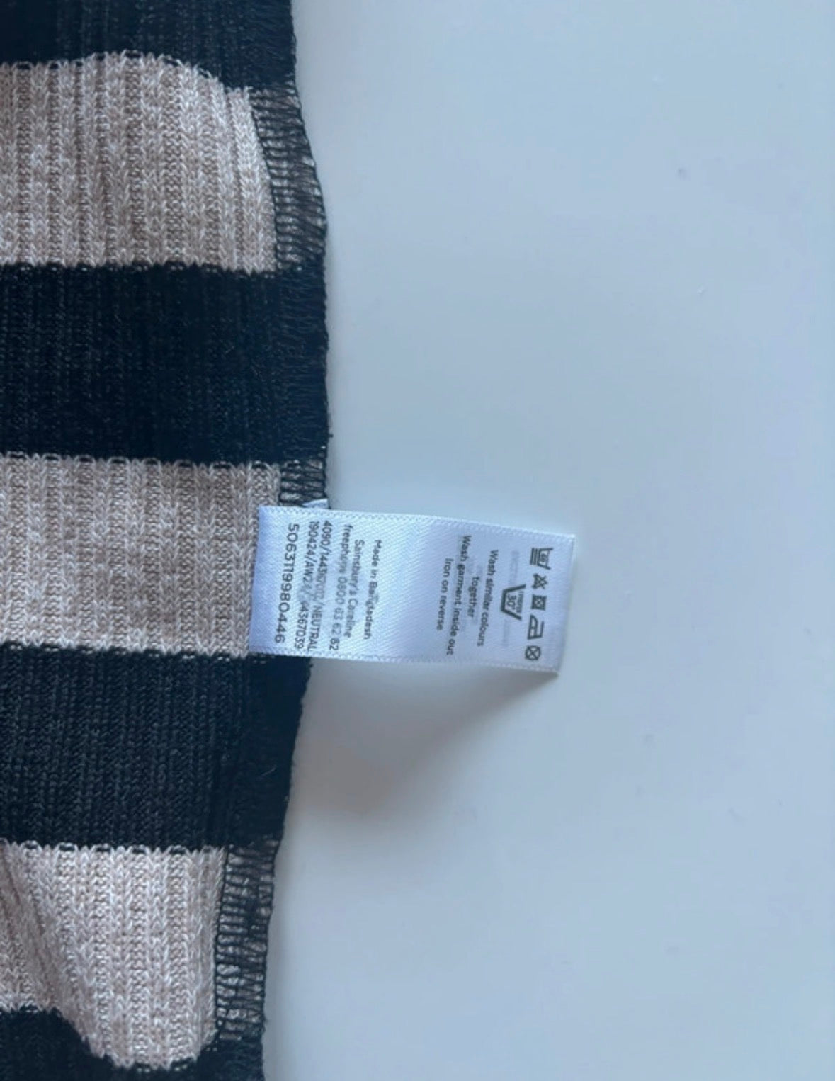 TU Black & Cream Striped Ribbed Knit Jumper – Size M