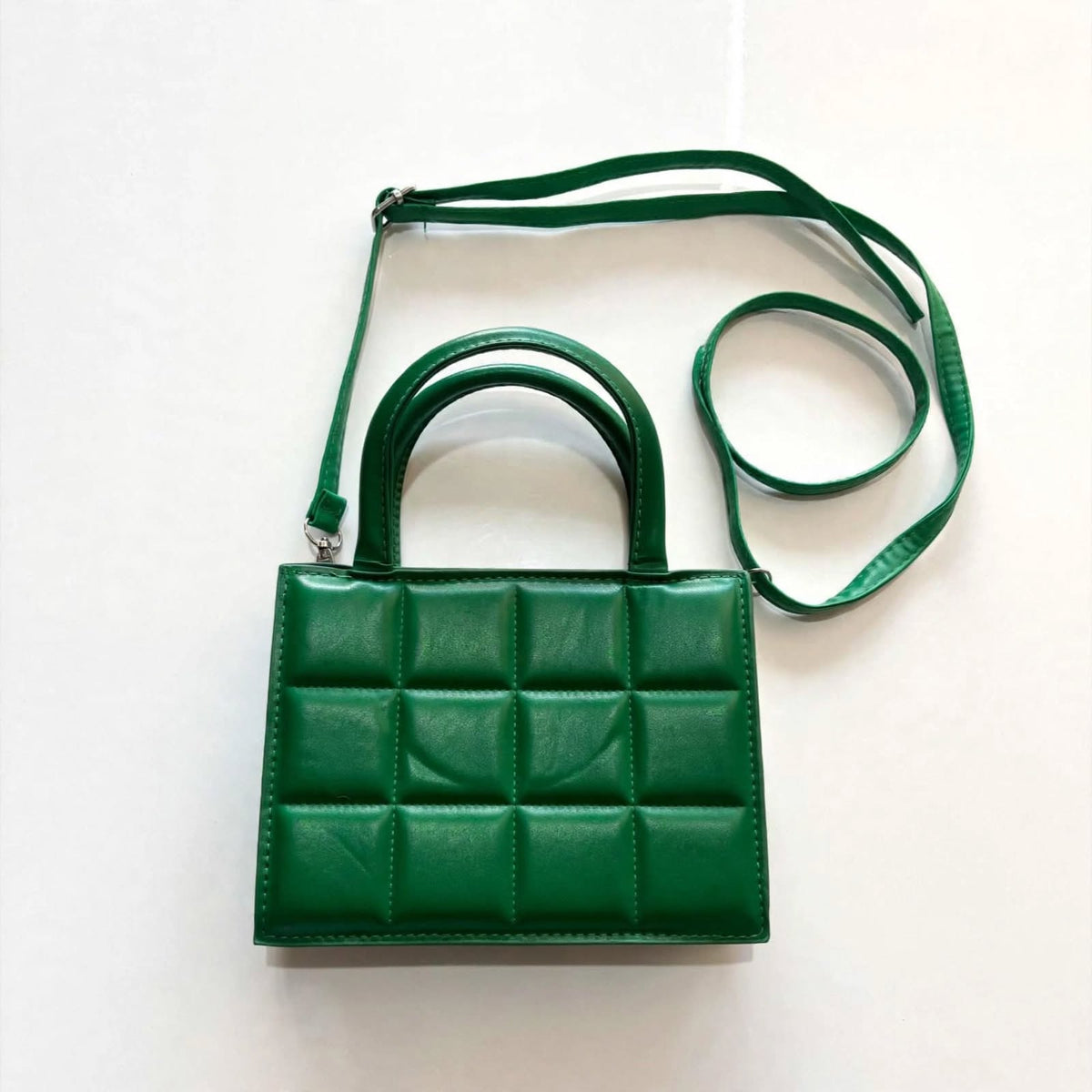 Emerald Green Quilted Crossbody Bag