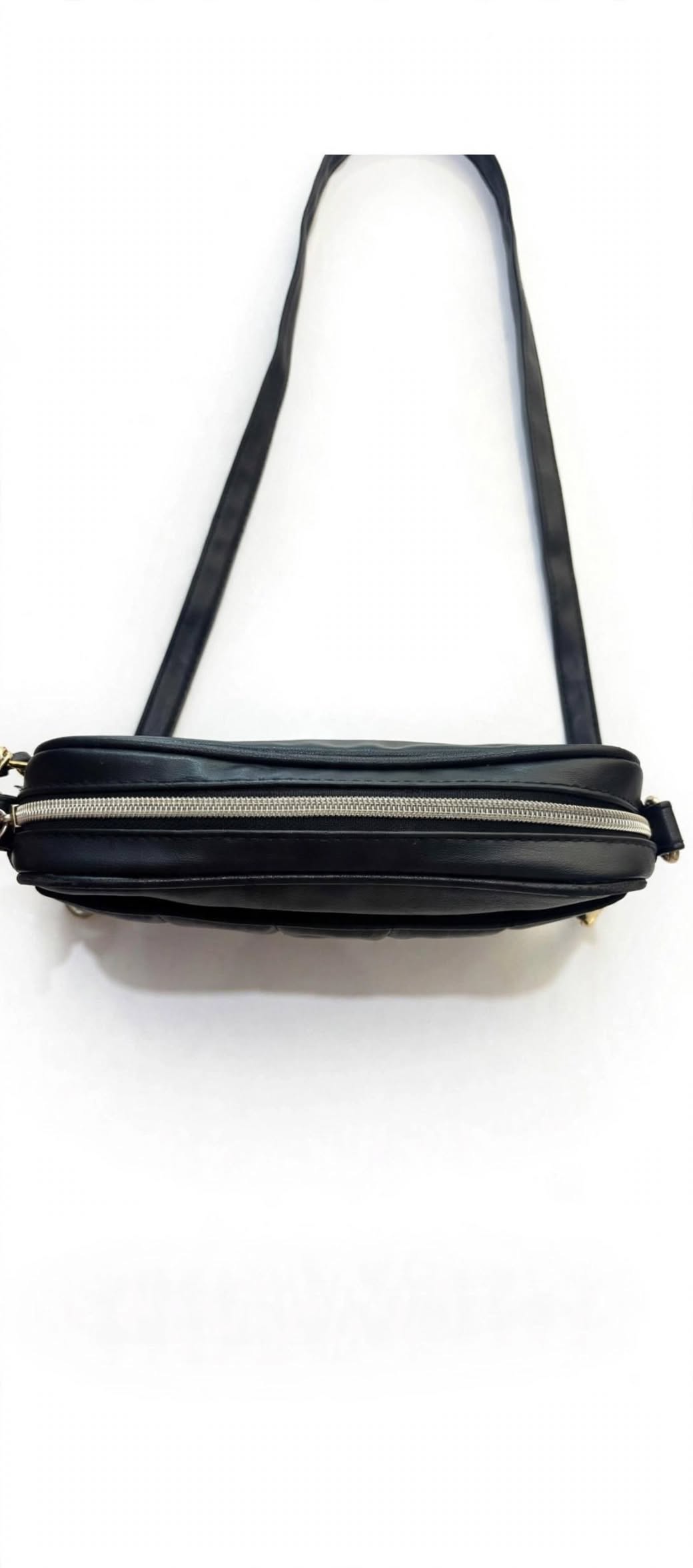 George Black Quilted Crossbody Bag with Gold Chain
