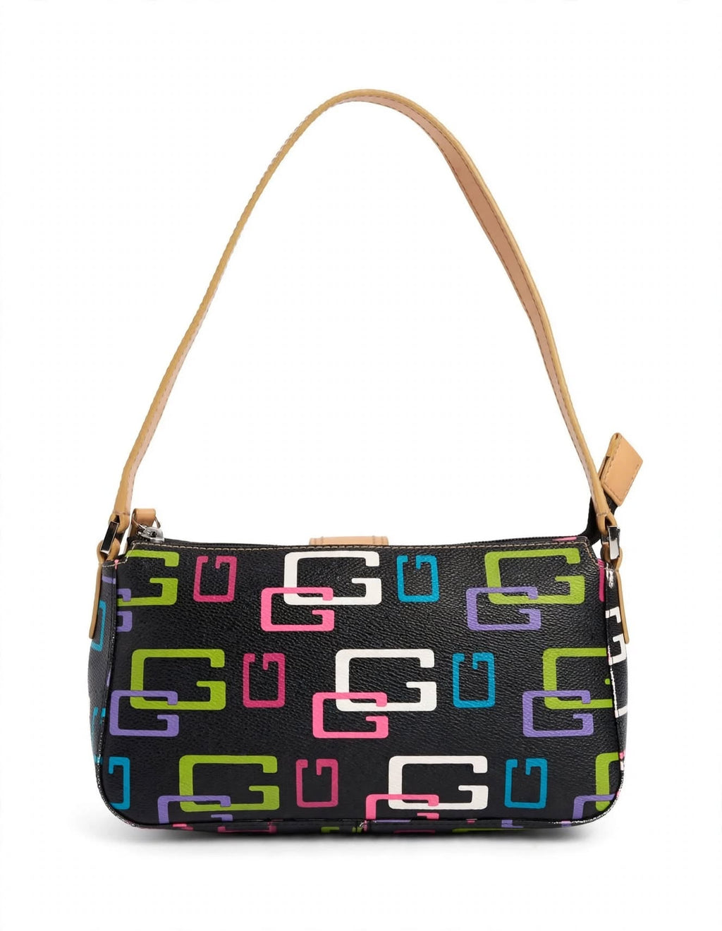 Vintage Guess Y2K Baguette Shoulder Bag – Multicolour Logo Print