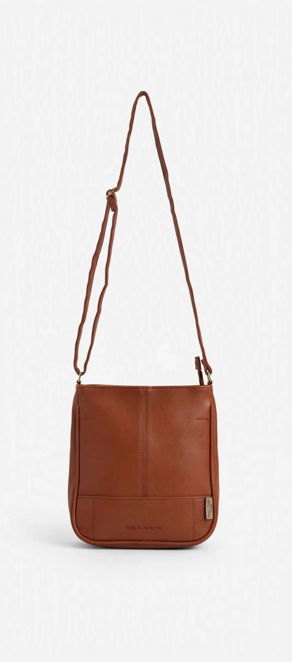 Nathalie Andersen Tan Crossbody Bag | Triple Zip Utility Travel Faux Leather