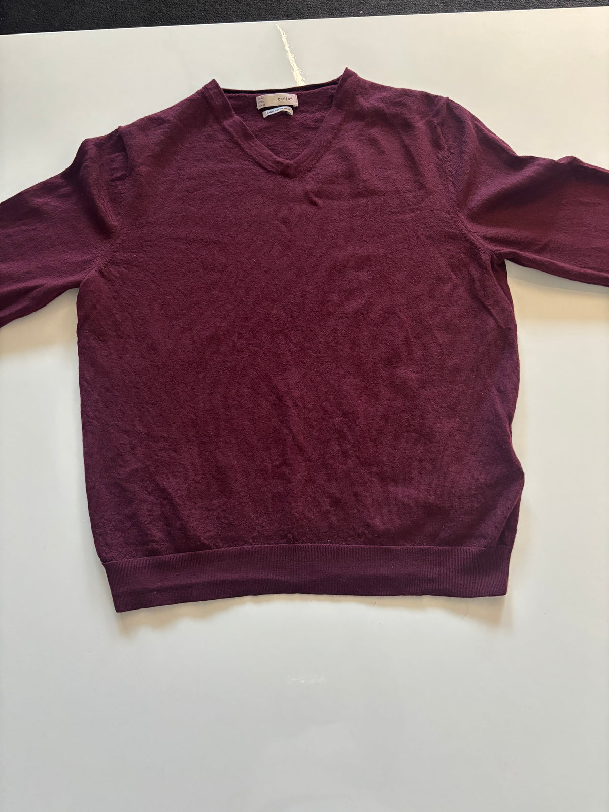Celio Italian Merino Wool V-Neck Jumper – Burgundy | XL