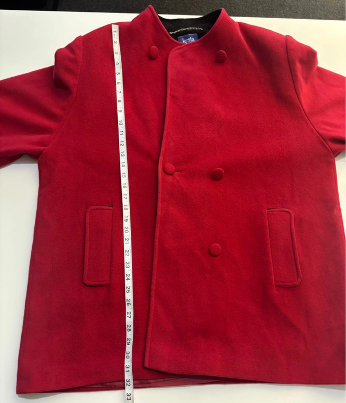 Kesta London Red Wool & Cashmere Coat – Vintage Made in England – UK 20