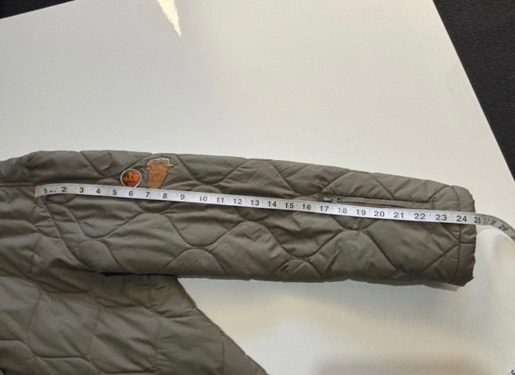 Fluid Khaki Quilted Longline Winter Coat with Faux Fur Hood – Size M