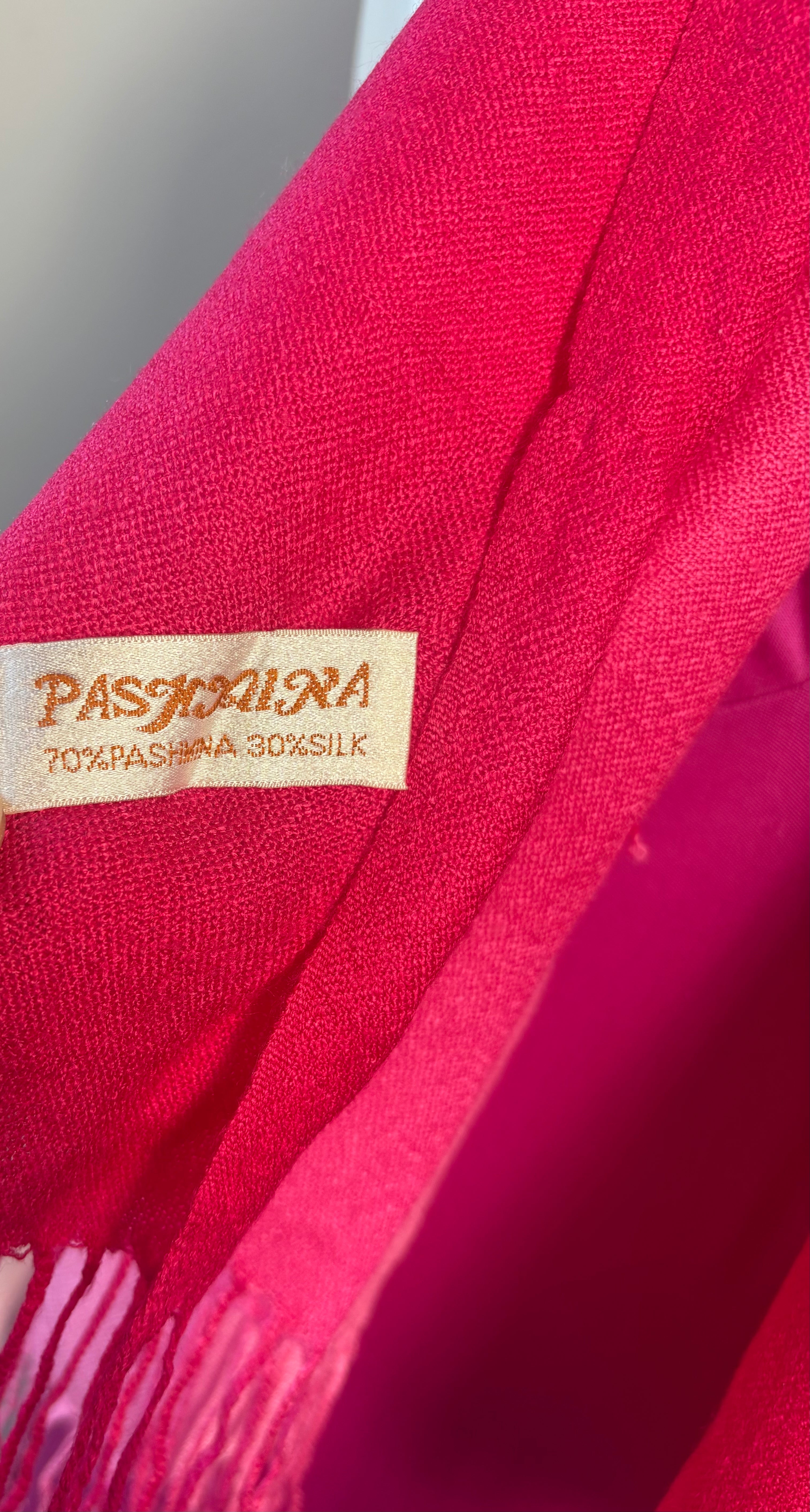 Pashmina Silk Blend Ombre Pink Scarf | Two-Tone Fuchsia & Blush Wrap