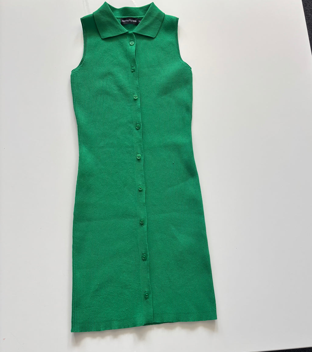 💚 Emerald Green Ribbed Bodycon Dress