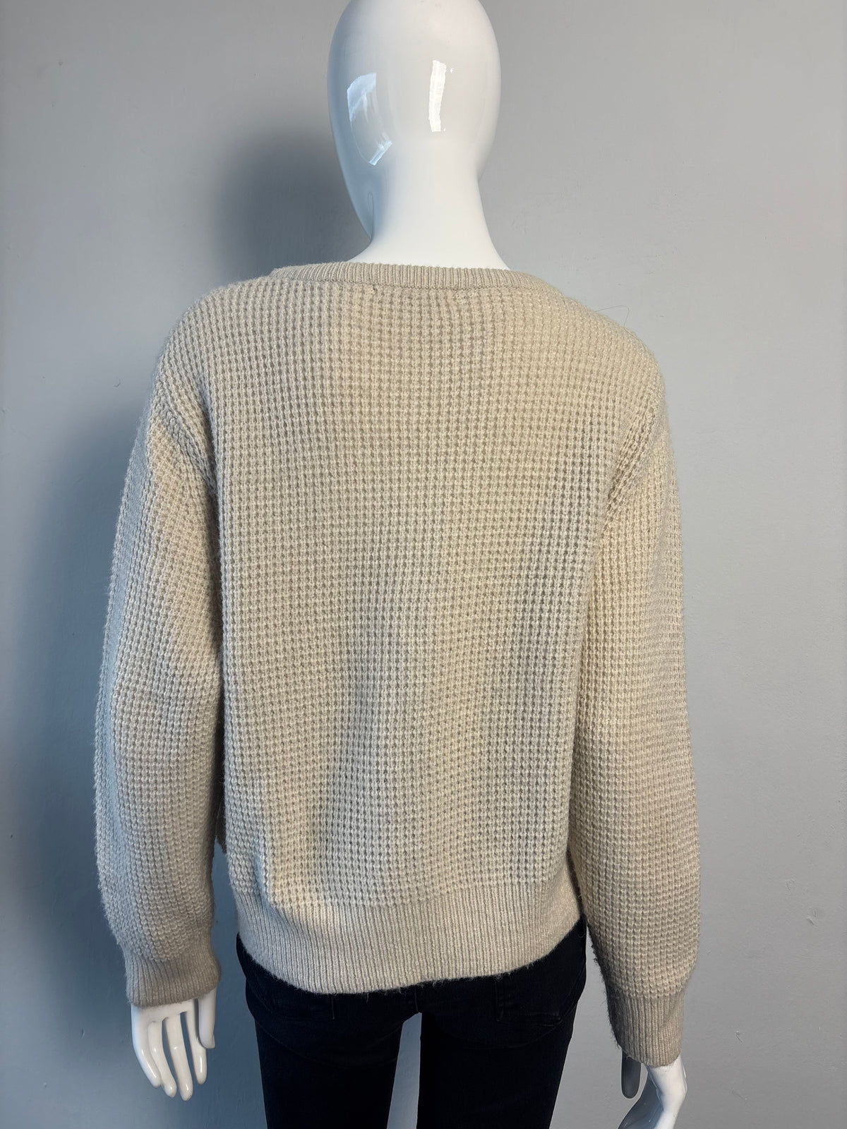 Pull&Bear Beige Waffle Knit Crew Neck Jumper – Size M￼