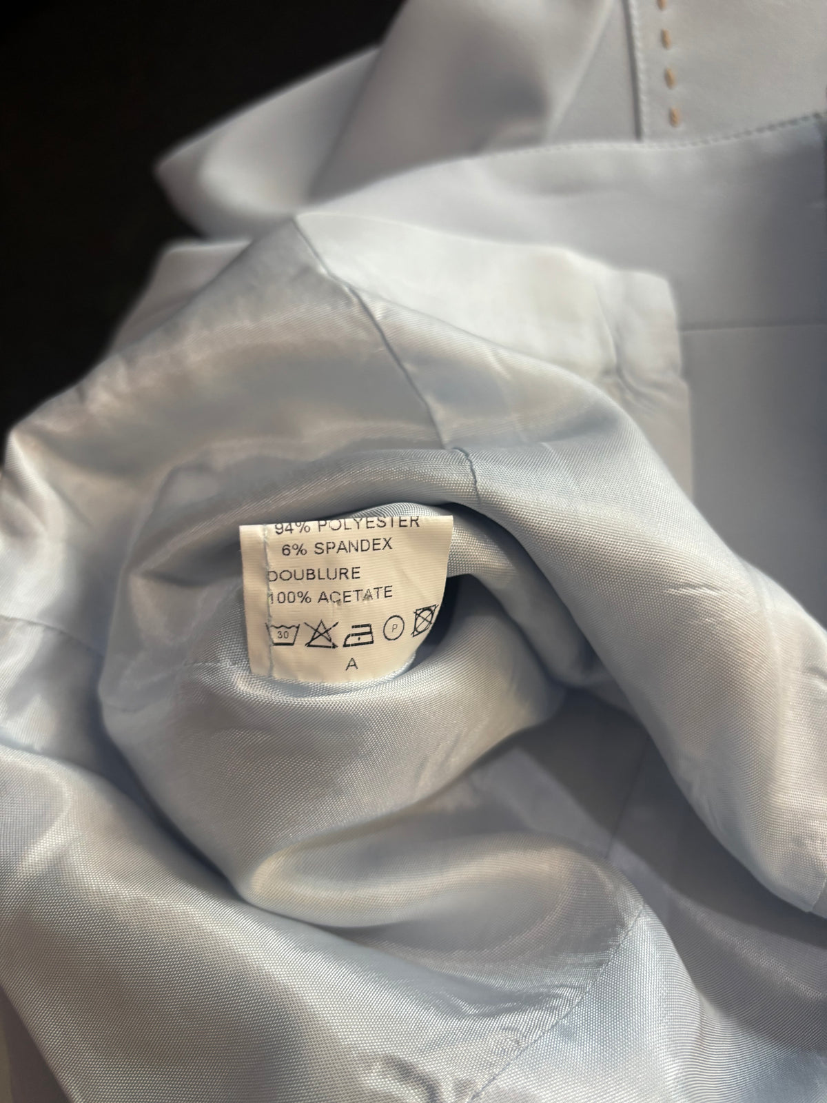 Ambre Paris Powder Blue Tailored Jacket – Vintage-Inspired Gold Stitch Detail