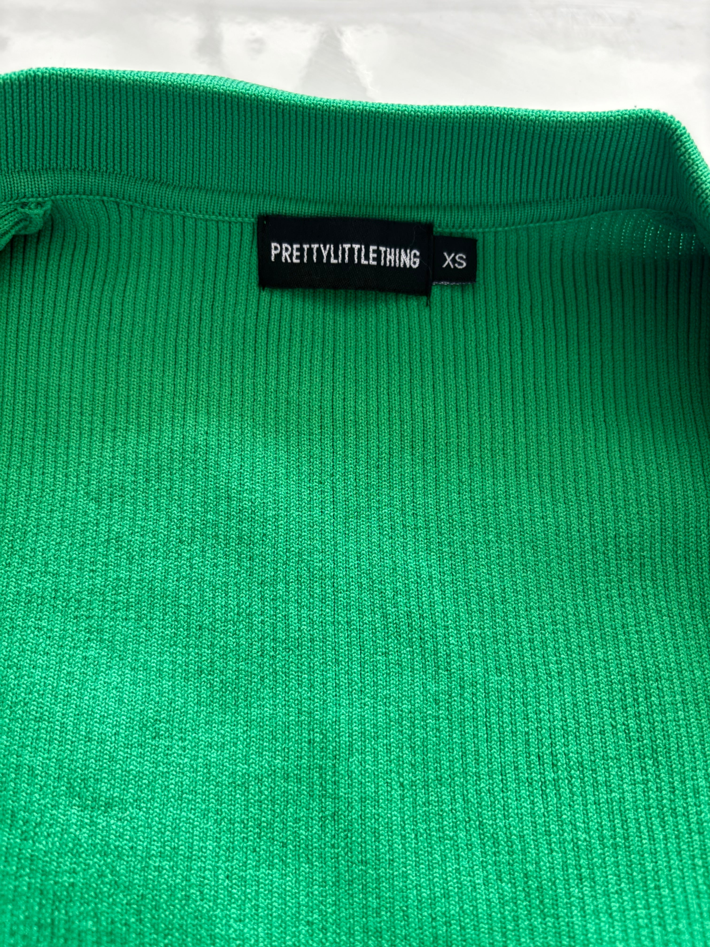 💚 Emerald Green Ribbed Bodycon Dress