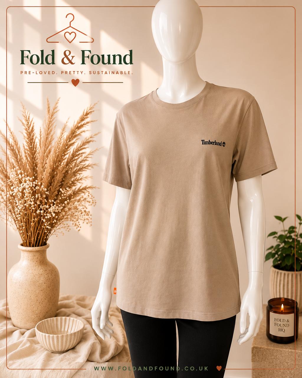 Timberland Organic Cotton Logo T-Shirt – Beige – Size L