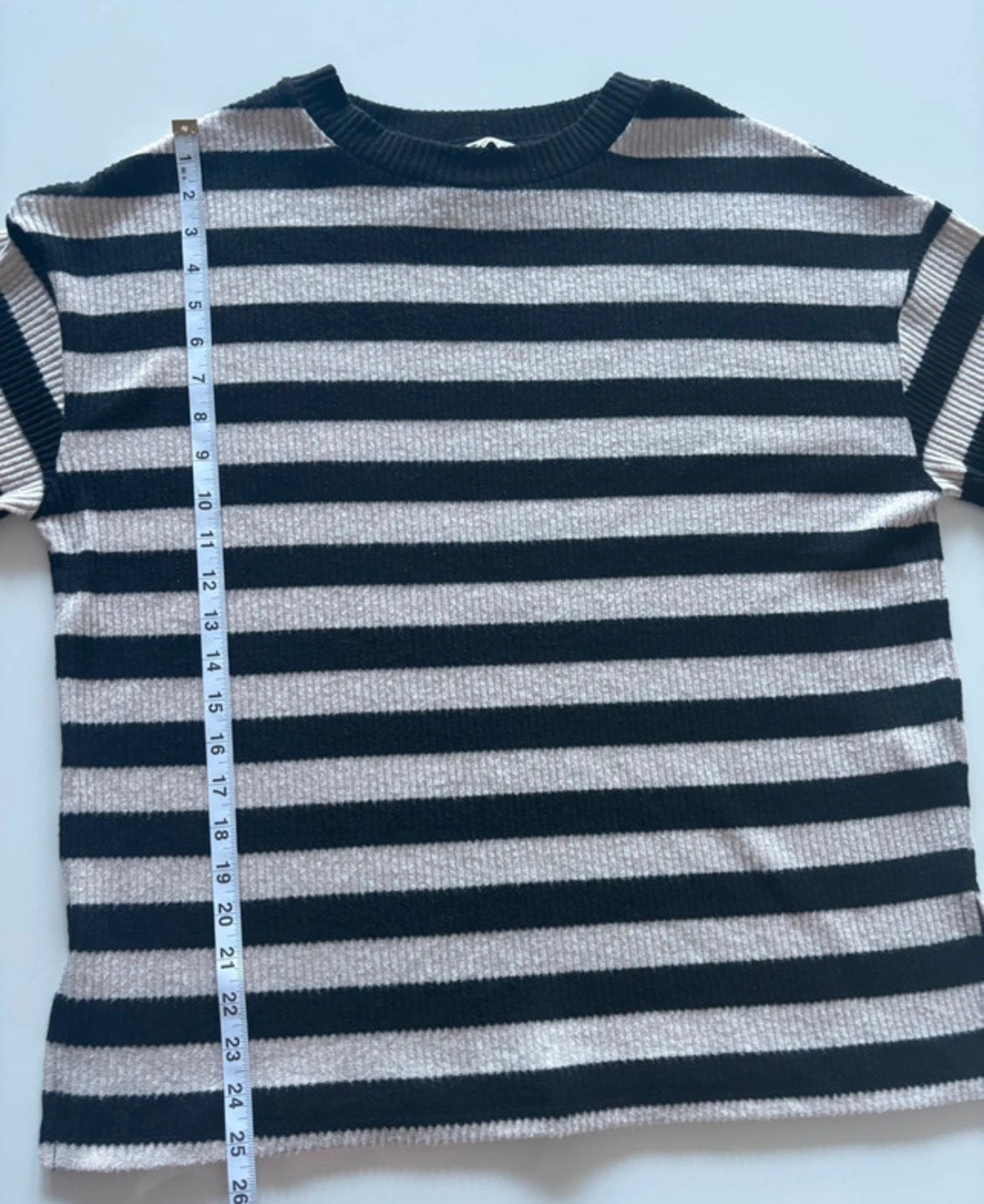 TU Black & Cream Striped Ribbed Knit Jumper – Size M