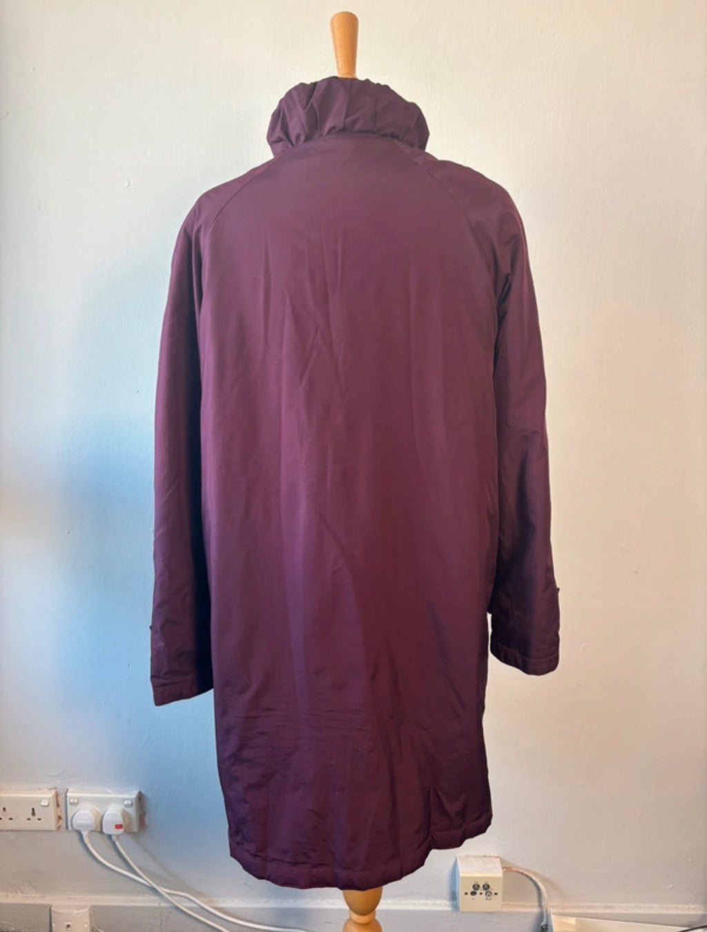 Four Seasons Plum Burgundy Quilted Longline Coat – Size M / UK 12–14