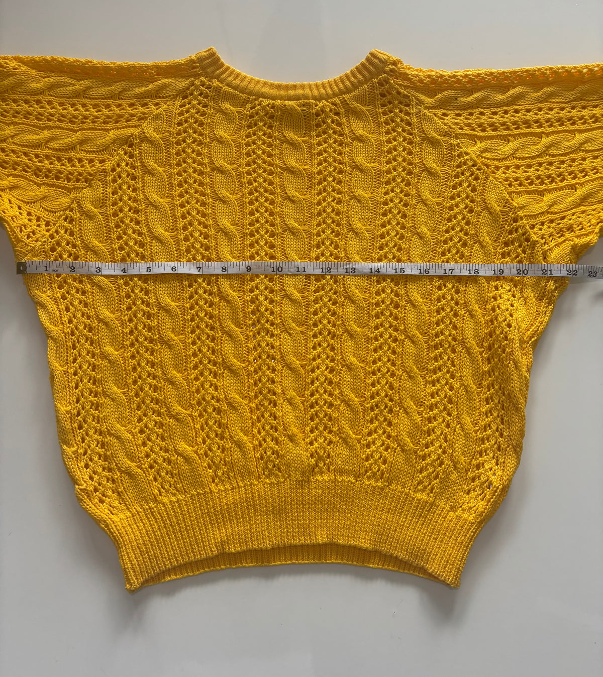 Poster Made in Italy Yellow Cotton Openwork Cable Knit Jumper – Medium