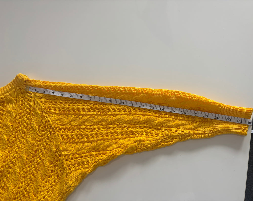 Poster Made in Italy Yellow Cotton Openwork Cable Knit Jumper – Medium