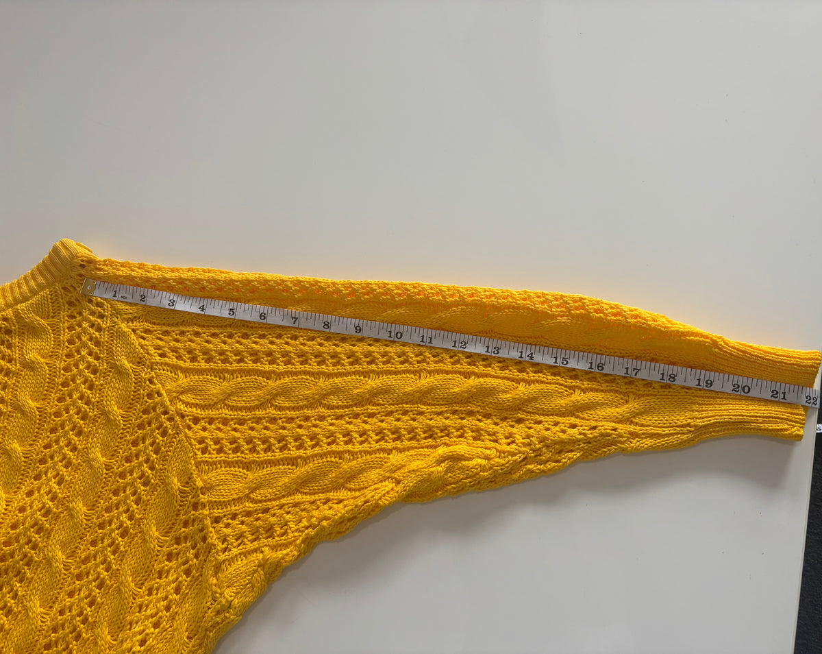 Poster Made in Italy Yellow Cotton Openwork Cable Knit Jumper – Medium