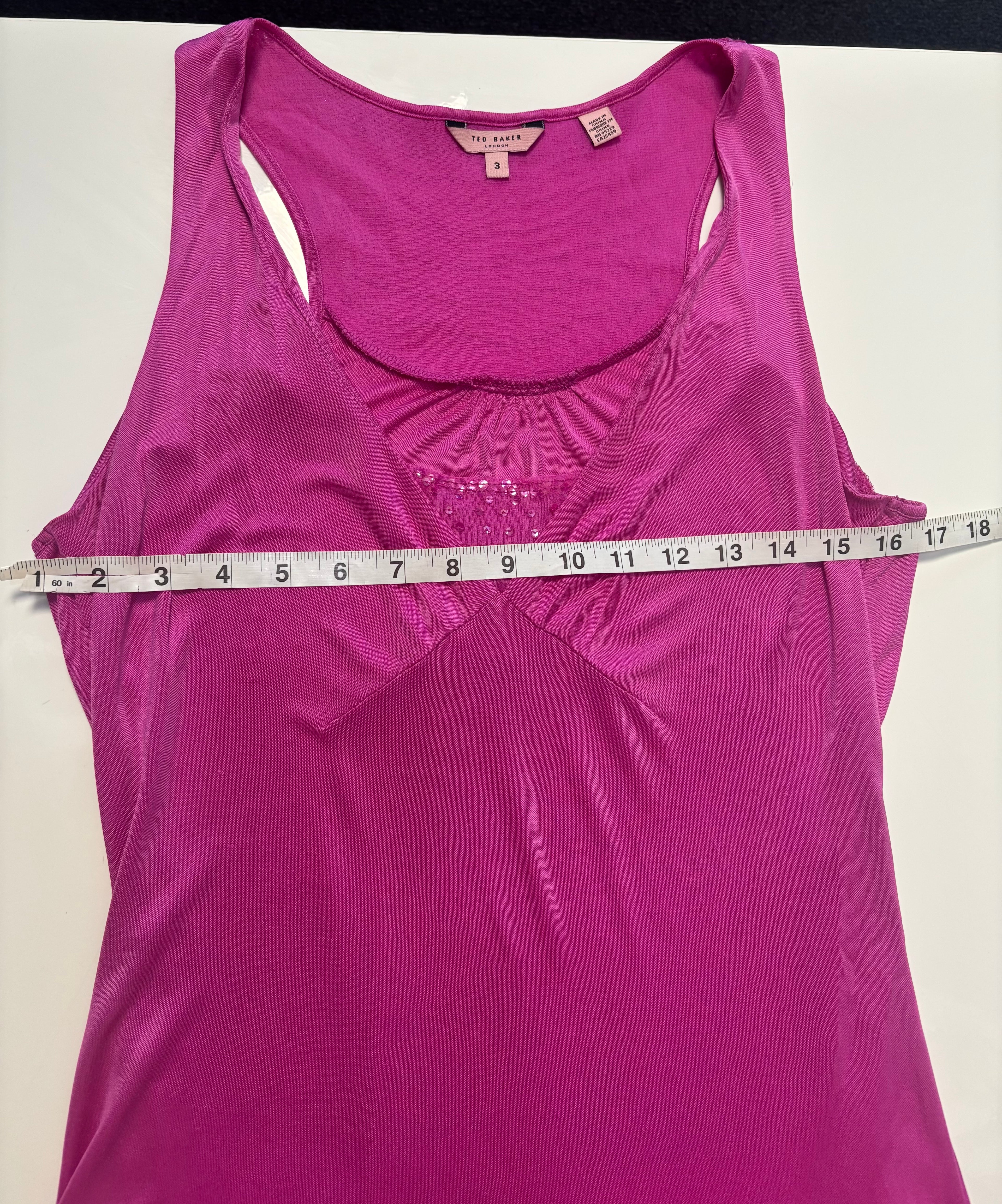Ted Baker London 100% Silk Pink Embellished Dress – Size 3 (UK 12)