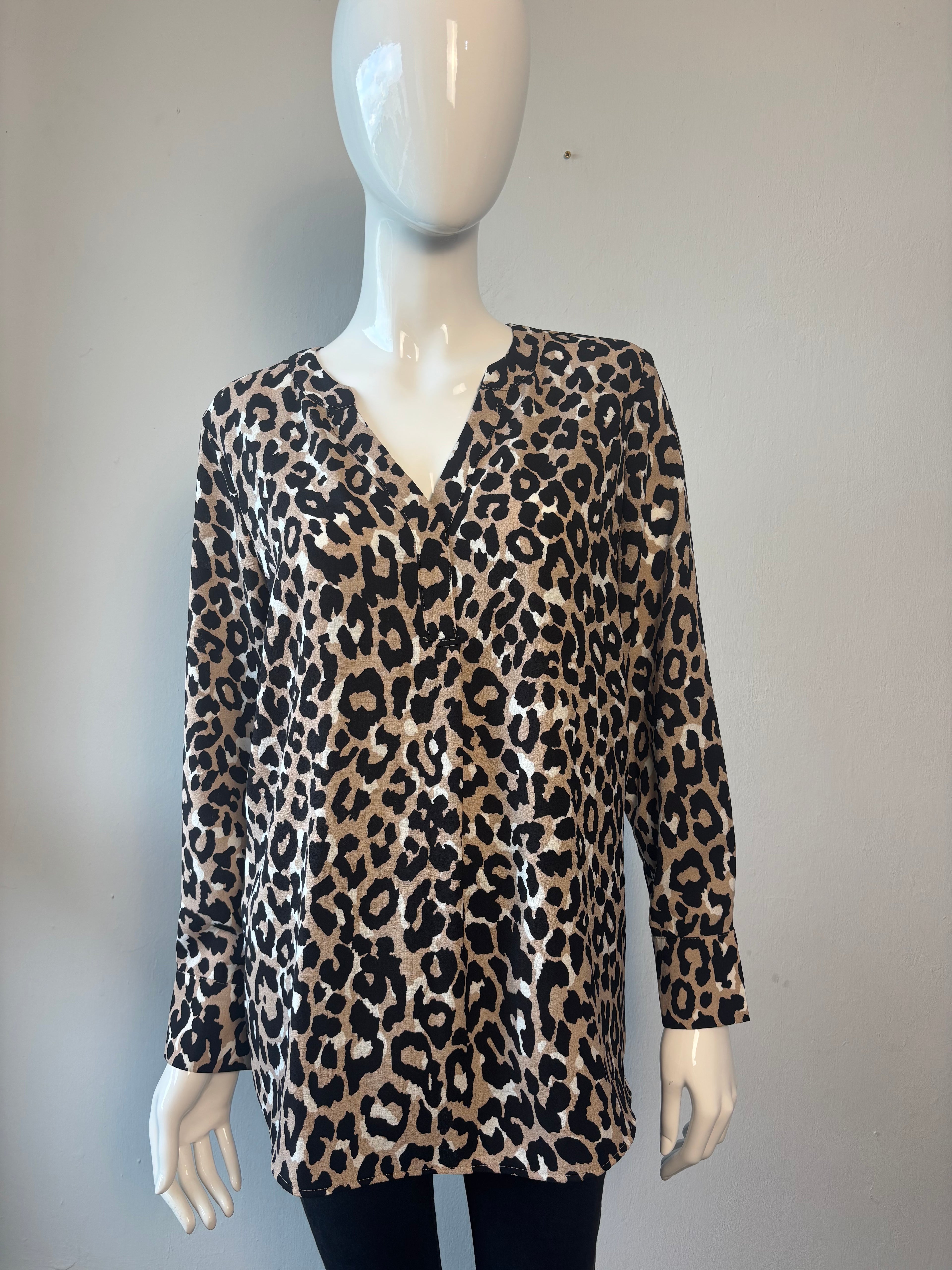 M&S Collection Leopard Print V-Neck Blouse Top Size 14