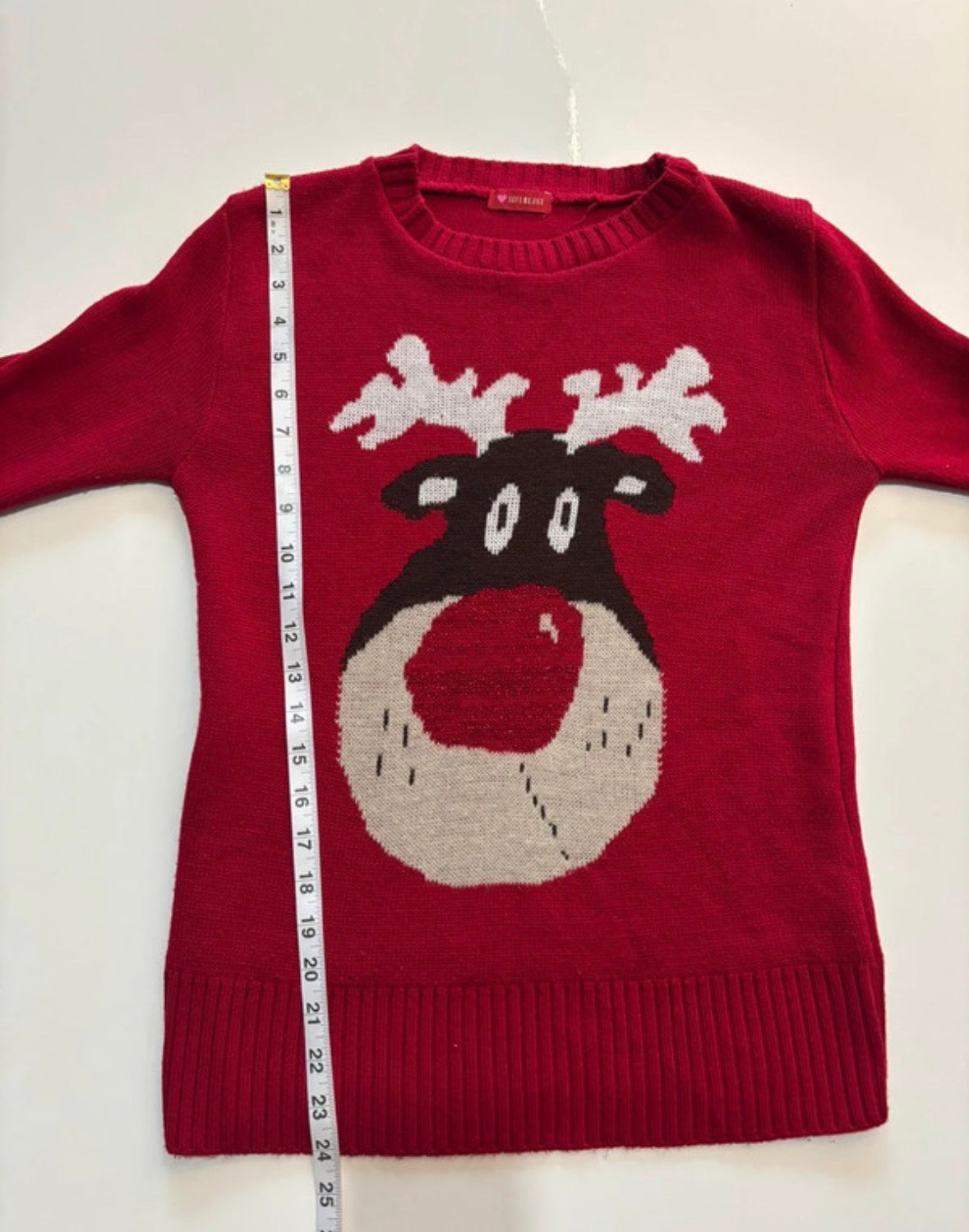 Influence Red Reindeer Christmas Knitted Jumper – Made in UK
