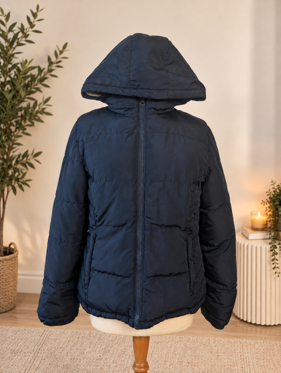 SoulCal & Co Navy Hooded Puffer Jacket – Fleece Lined