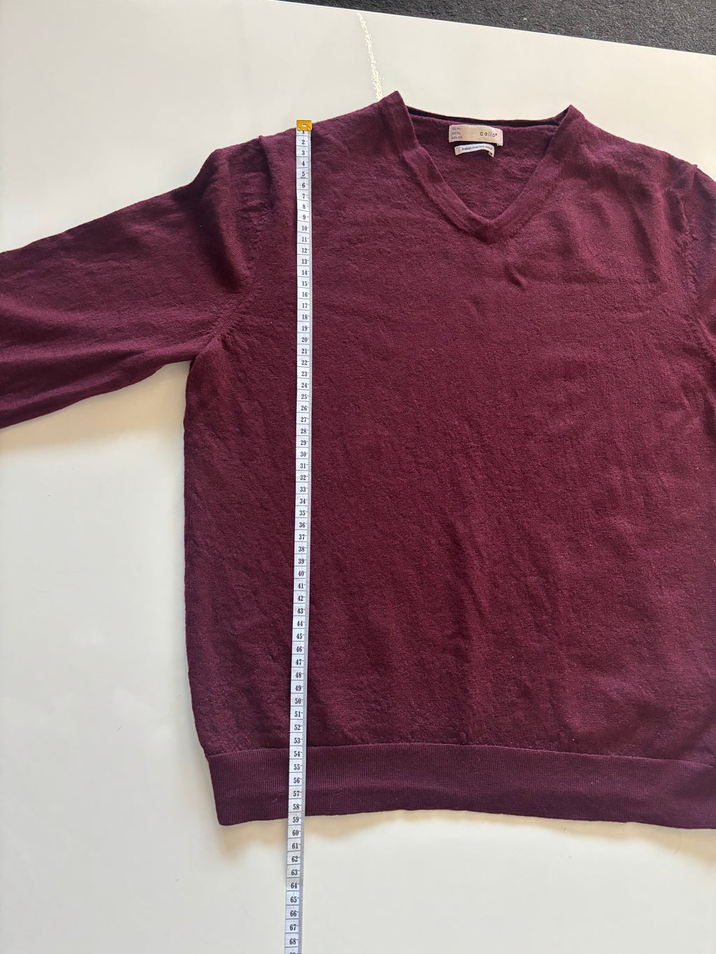 Celio Italian Merino Wool V-Neck Jumper – Burgundy | XL