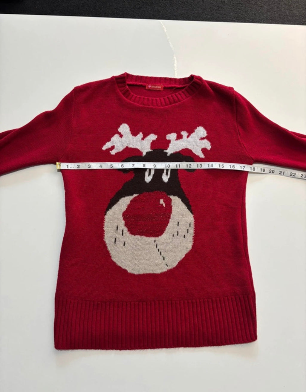 Influence Red Reindeer Christmas Knitted Jumper – Made in UK