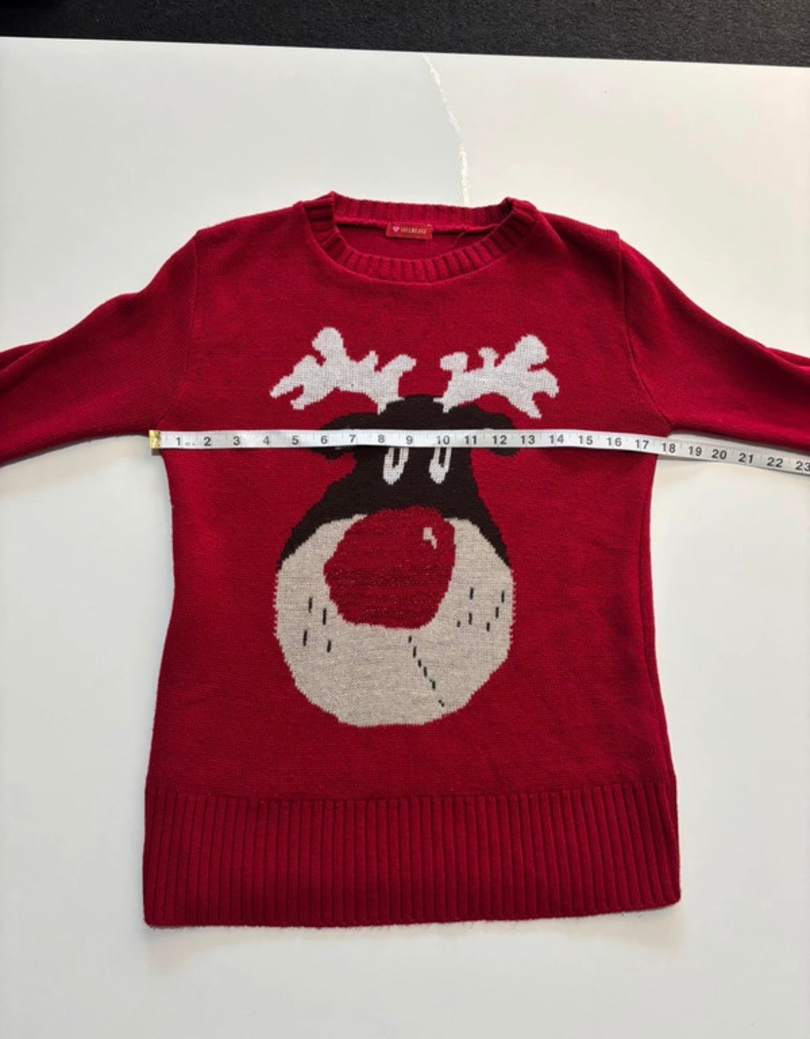 Influence Red Reindeer Christmas Knitted Jumper – Made in UK