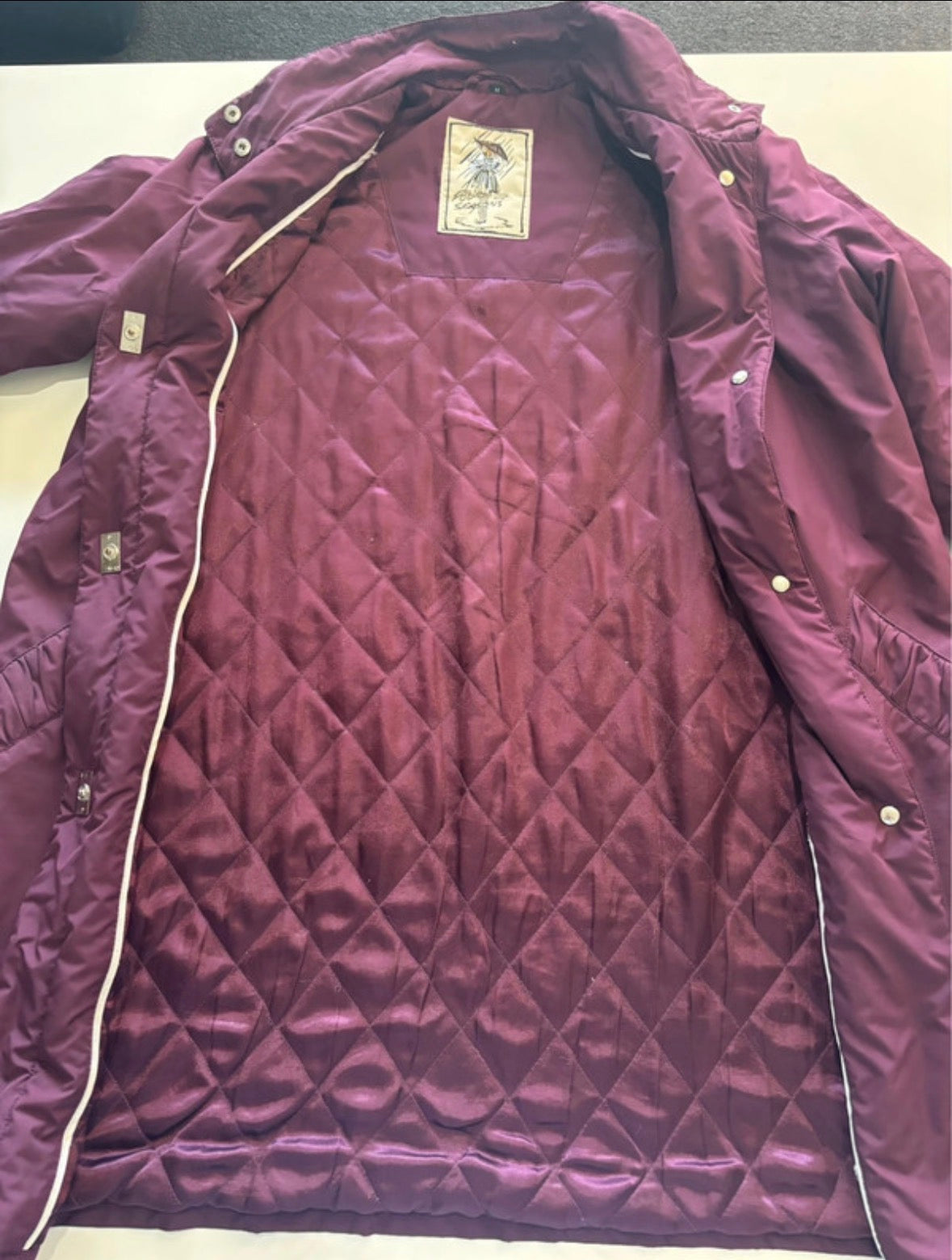 Four Seasons Plum Burgundy Quilted Longline Coat – Size M / UK 12–14
