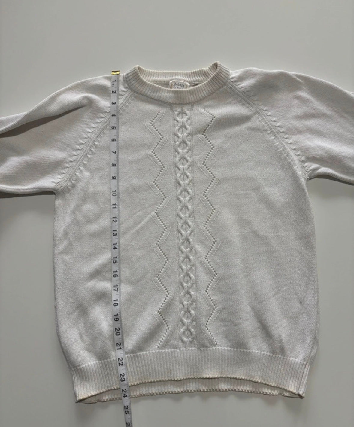 Vintage Falmer Victorian Garden Cream Cotton Cable Knit Jumper – Size M