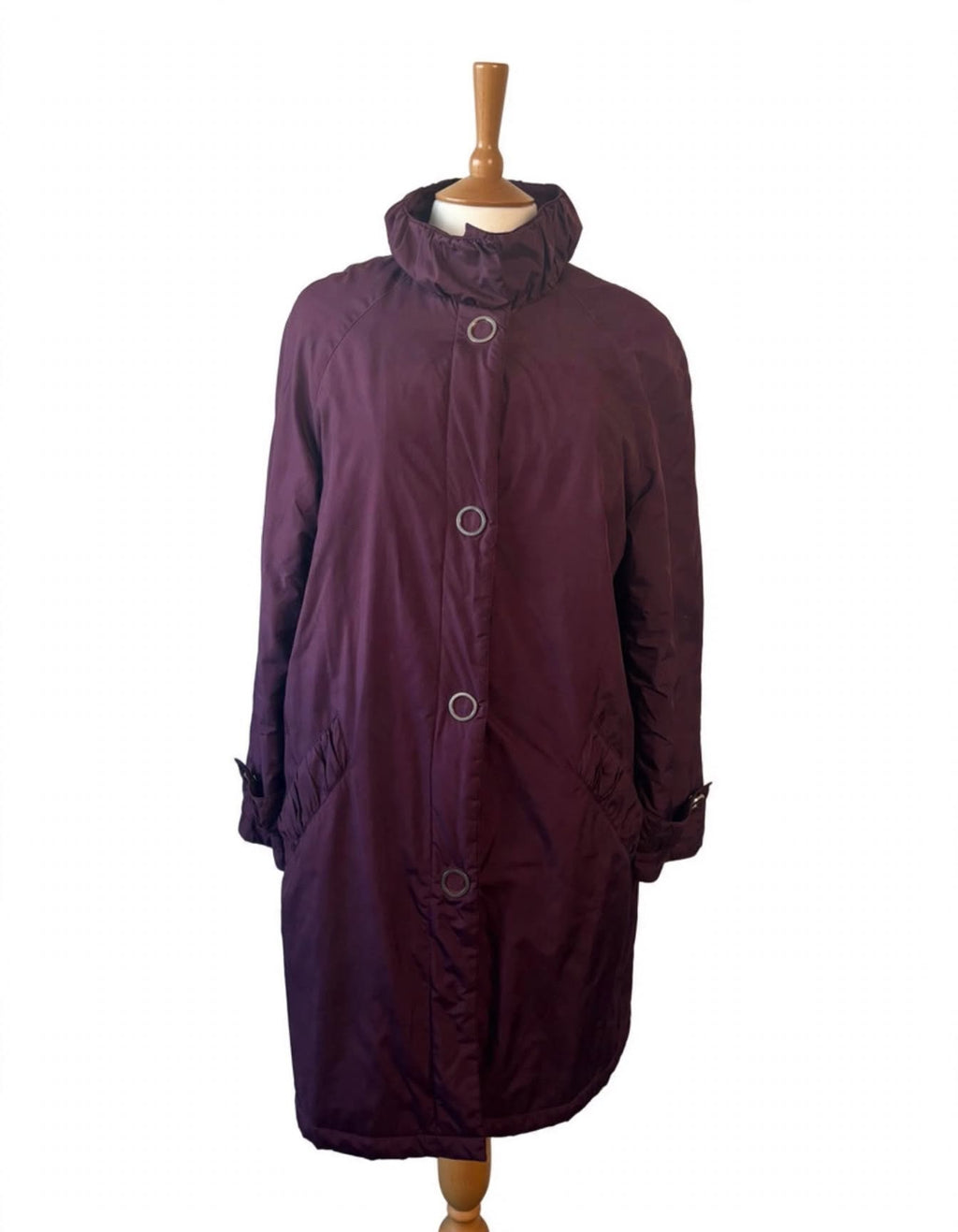 Four Seasons Plum Burgundy Quilted Longline Coat – Size M / UK 12–14