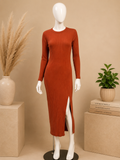 ASOS Rust Ribbed Open-Back Midi Dress UK10