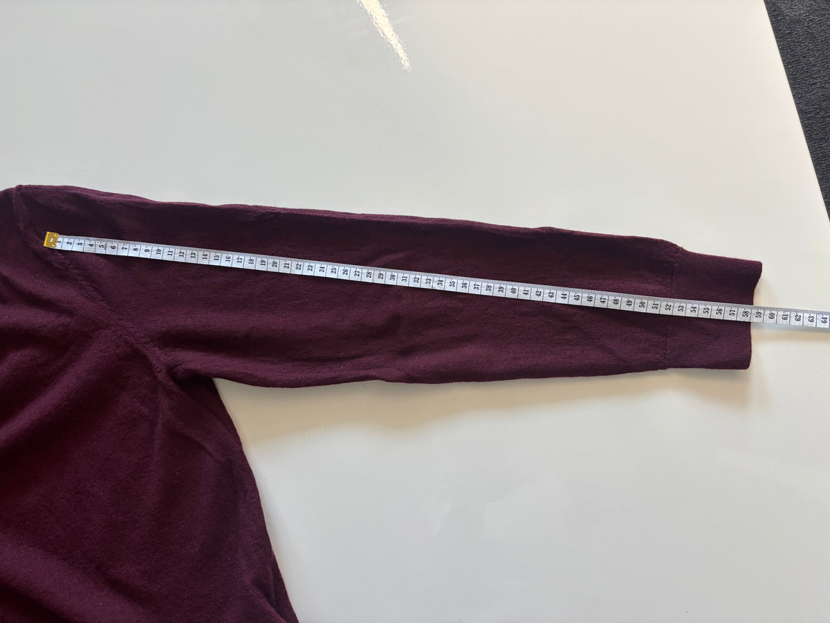 Celio Italian Merino Wool V-Neck Jumper – Burgundy | XL