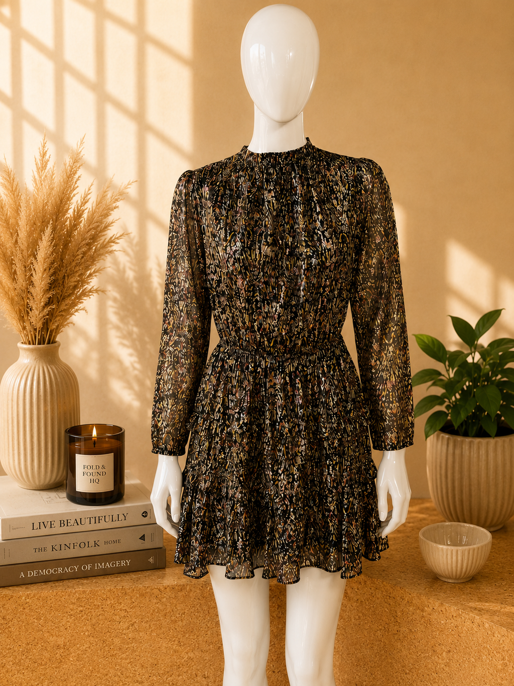 ba&sh Metallic Kaki Mini Dress – Size 1 / UK 8