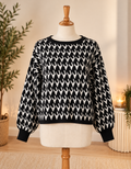 Apricot Black & White Houndstooth Knit Jumper – Size M