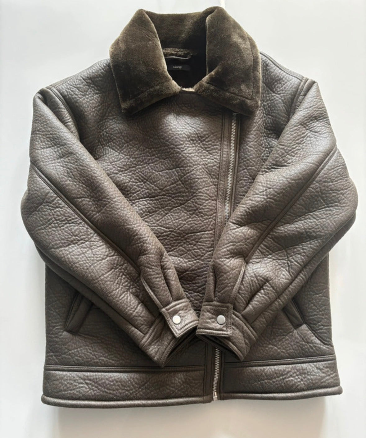 George Brown Faux Shearling Aviator Jacket – Size M – New Without Tags