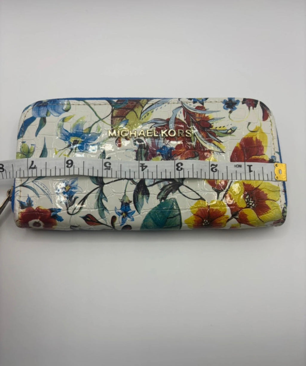 Michael Kors Floral Zip-Around Wallet – White Multicolour