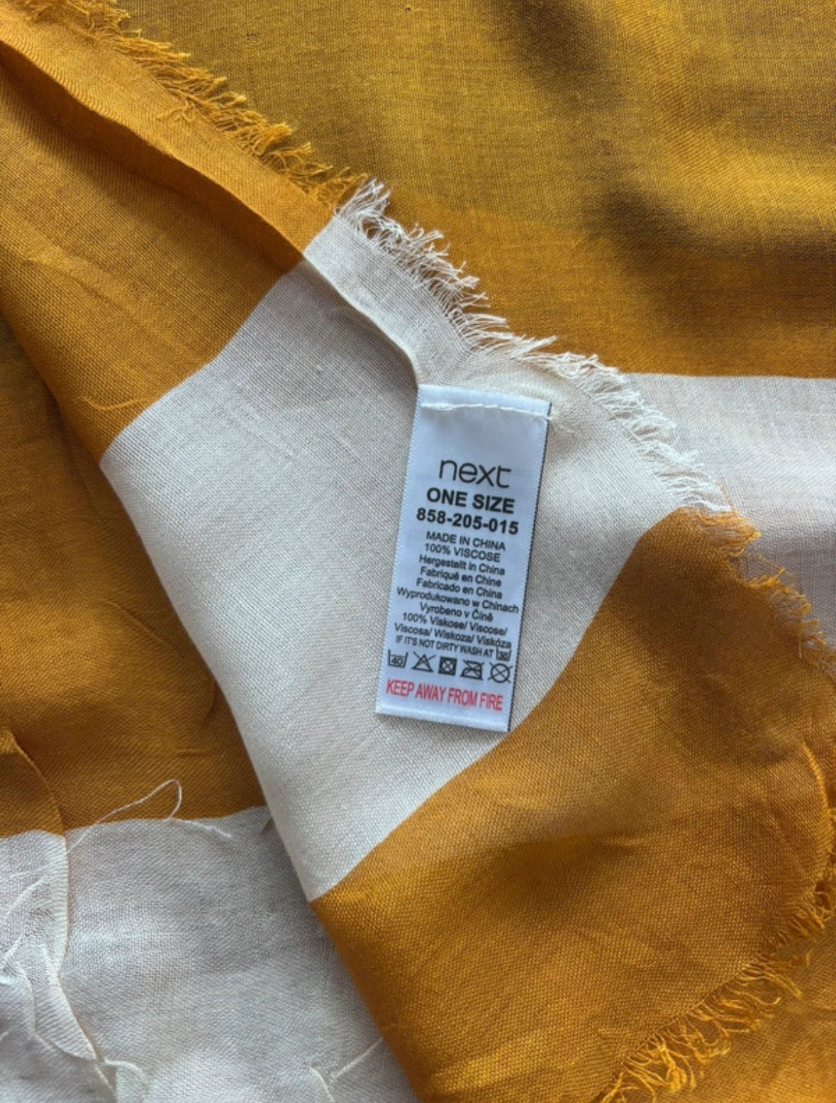Next Large Striped Viscose Scarf – Mustard, Pink & Blue