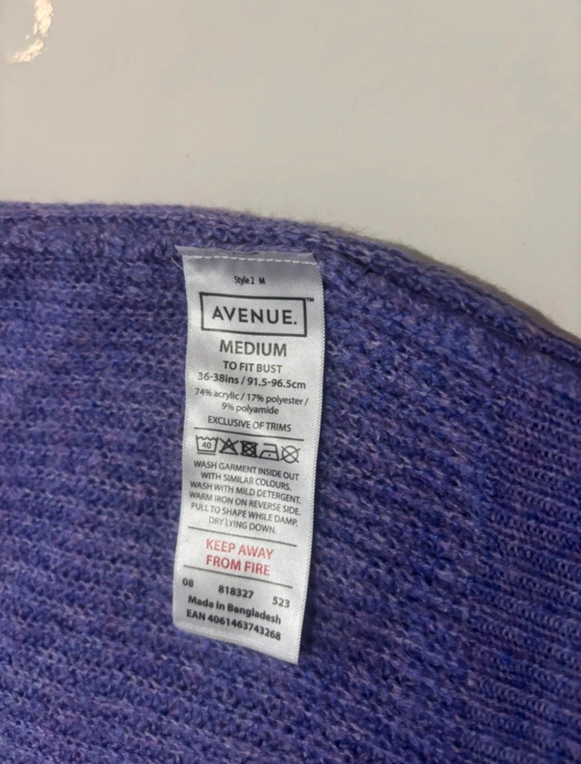 Avenue Lilac Purple Chunky Knit Jumper – Size M